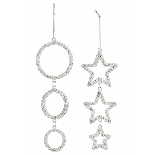 J-Line hanger Glitter zilverkleurig - set van 2